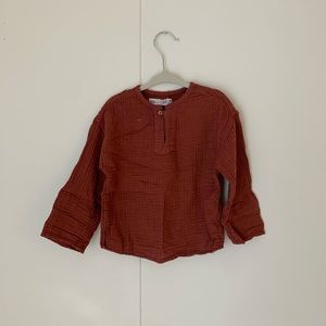 Zara Kids Muslin Textured Shirt in Rust (Size 18-24M)